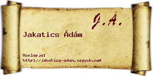 Jakatics Ádám névjegykártya
